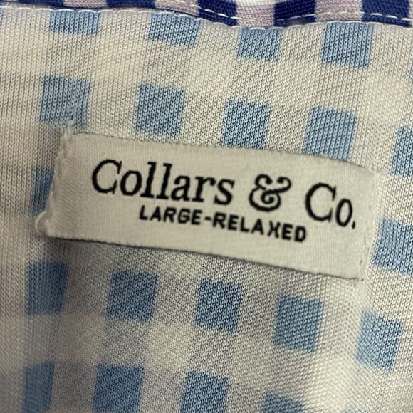 Collars & Co Polo Shirt Mens L Purple Gingham Relaxed Golf Preppy Stretch NWT - Picture 3 of 9